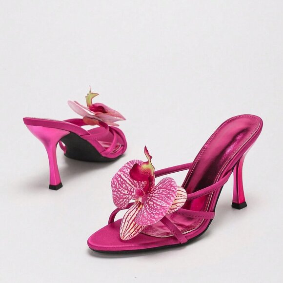 Hot Pink Sexy Women's Metallic High Heel Stiletto Sandals - Picture 8 of 9